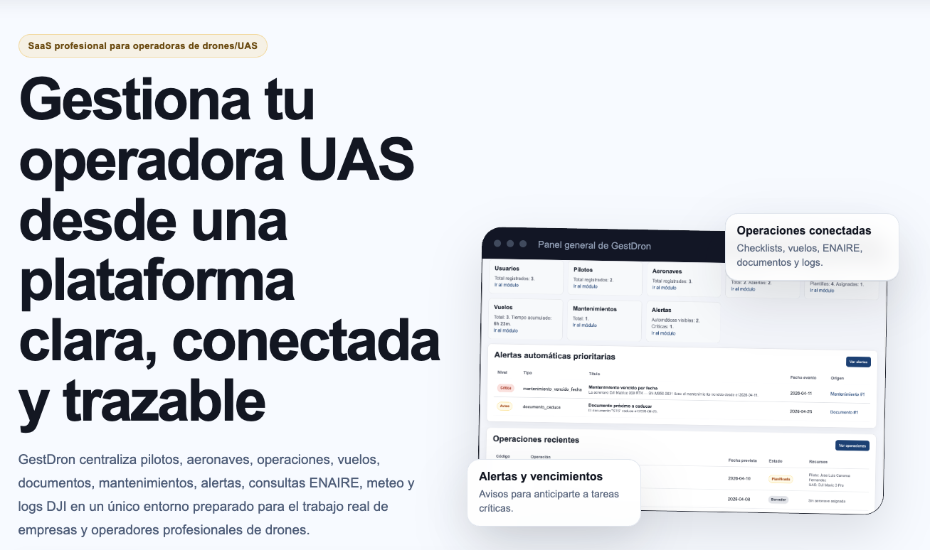 Plataforma de Gestión de operadoras de UAS y Pilotos de Drones